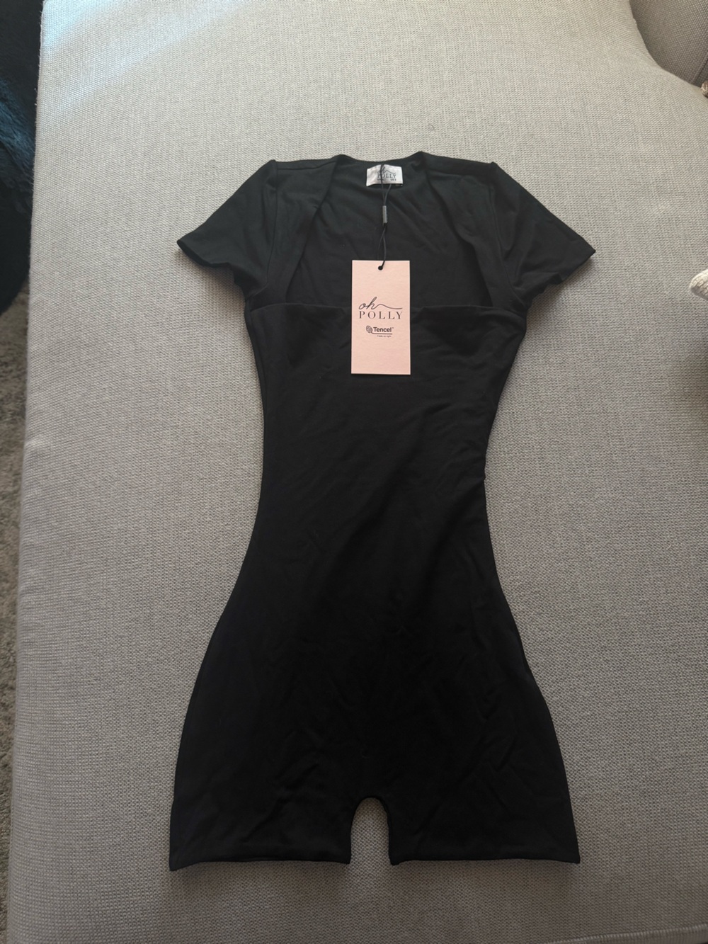 Oh Polly Black Short-Sleeve Jumpsuit Romper